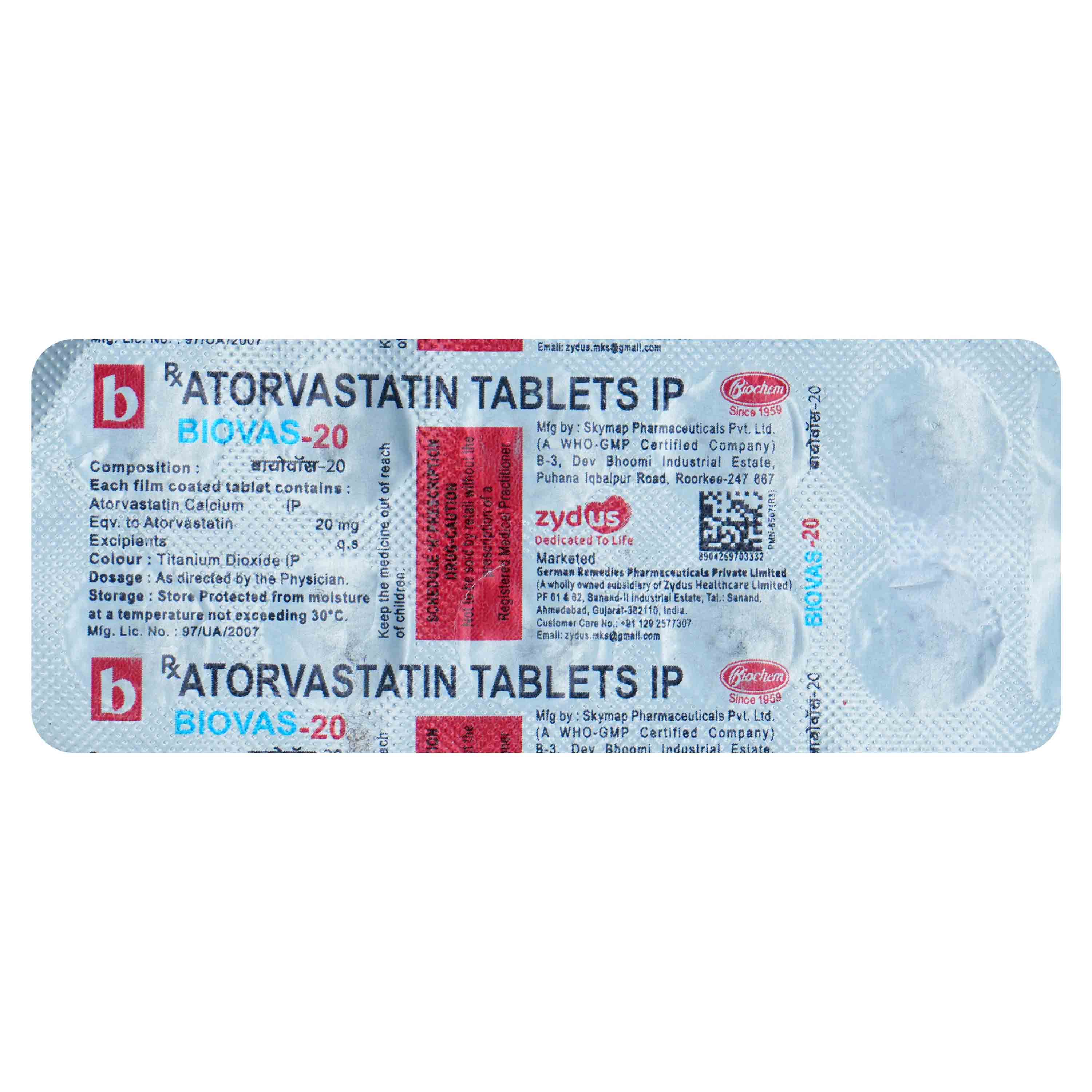 Biovas 20 mg Tablet 10's, Pack of 10 TabletS Biovas 20 mg Tablet 10's, Pack of 10 TabletS