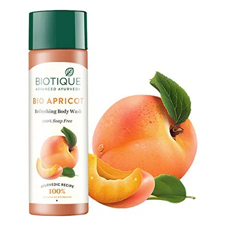 Biotique Bio Apricot Refreshing Body Wash 190 ml | Apricot, Turmeric & Soap Nut | 100% Botanical Extracts | Cleanses Skin | Gives Refreshing Skin | Ayurvedic Formula | For All Skin Types
