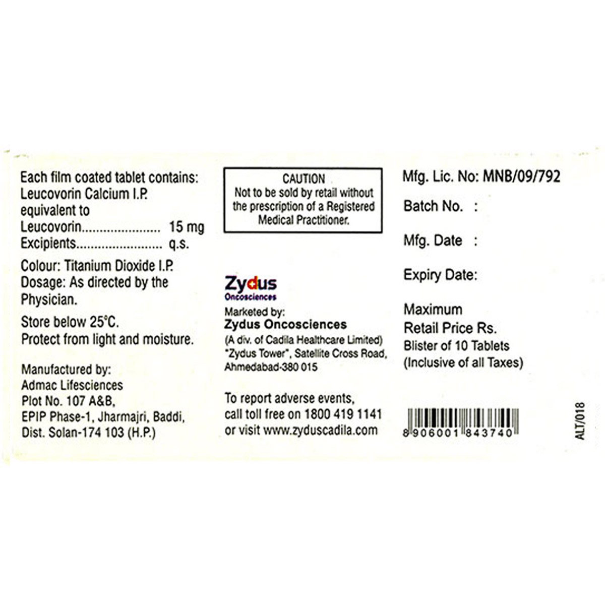 Biovorin 15 Tablet 10's, Pack of 10 TABLETS Biovorin 15 Tablet 10's, Pack of 10 TABLETS