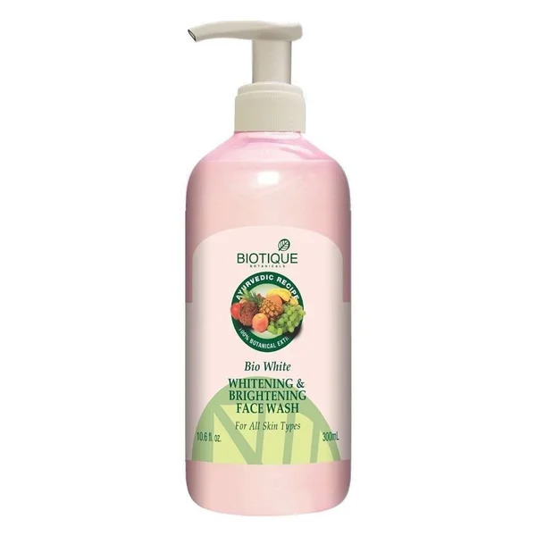 Biotique Bio White Whitening &amp; Brightening Face Wash 300 ml | 100% Botanical Extracts | For All Skin Type, Pack of 1