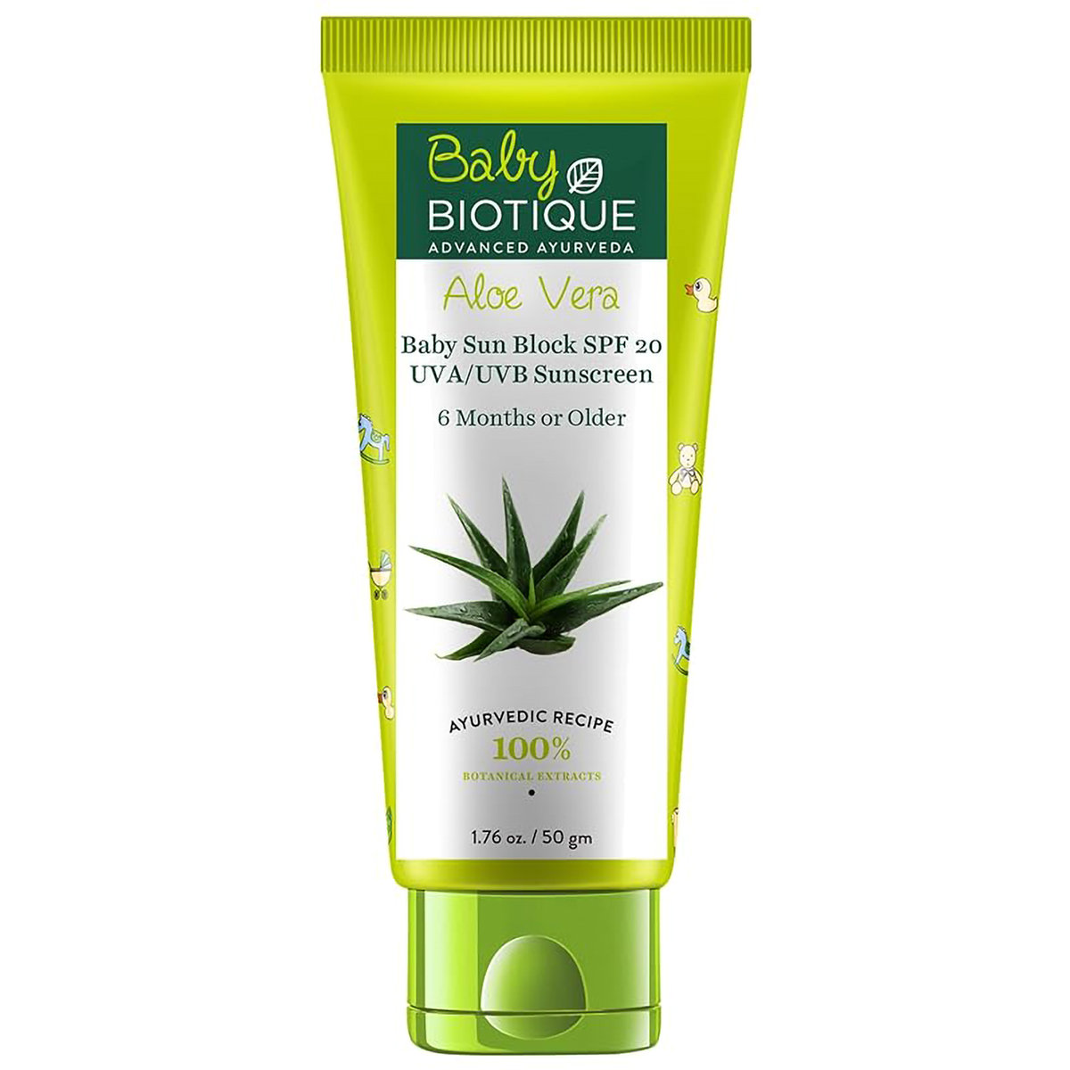 Biotique Bio Aloe Vera Baby Sun Block SPF 20 Sunscreen Cream, 50 gm, Pack of 1 Biotique Bio Aloe Vera Baby Sun Block SPF 20 Sunscreen Cream, 50 gm, Pack of 1