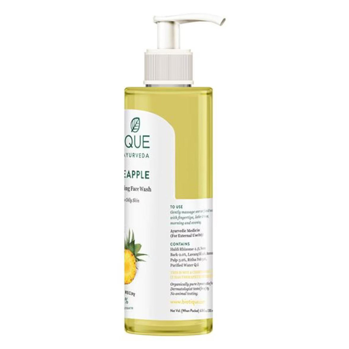 Biotique Bio Pineapple Oil Control Foaming Face Wash 200 ml | Pineapple, Wild Turmeric & Neem Leaves | Removes Makeup & Impurities | Lightens Skin Complexion | Softens Skin | 100% Botanical Extracts | For Normal To Oily Skin, Pack of 1 Biotique Bio Pineapple Oil Control Foaming Face Wash 200 ml | Pineapple, Wild Turmeric & Neem Leaves | Removes Makeup & Impurities | Lightens Skin Complexion | Softens Skin | 100% Botanical Extracts | For Normal To Oily Skin, Pack of 1