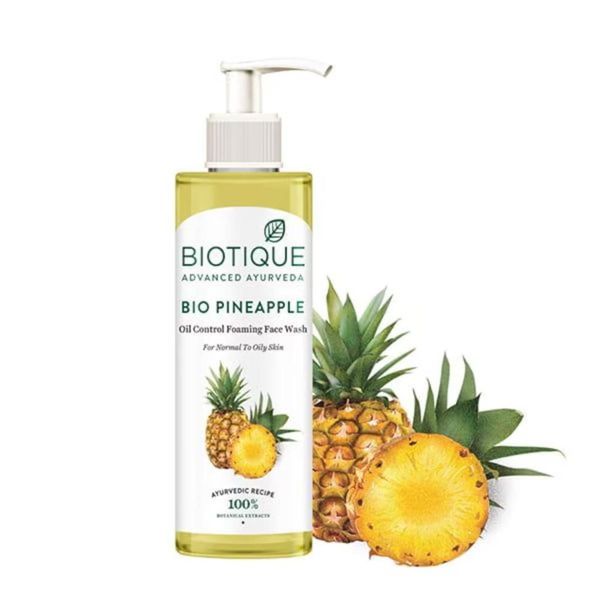 Biotique Bio Pineapple Oil Control Foaming Face Wash 200 ml | Pineapple, Wild Turmeric & Neem Leaves | Removes Makeup & Impurities | Lightens Skin Complexion | Softens Skin | 100% Botanical Extracts | For Normal To Oily Skin, Pack of 1 Biotique Bio Pineapple Oil Control Foaming Face Wash 200 ml | Pineapple, Wild Turmeric & Neem Leaves | Removes Makeup & Impurities | Lightens Skin Complexion | Softens Skin | 100% Botanical Extracts | For Normal To Oily Skin, Pack of 1