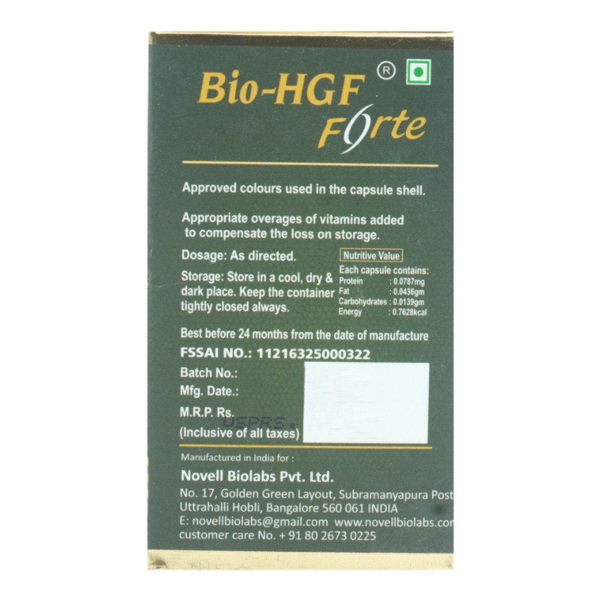 Bio-HGF Forte Capsule 30's, Pack of 1 Bio-HGF Forte Capsule 30's, Pack of 1