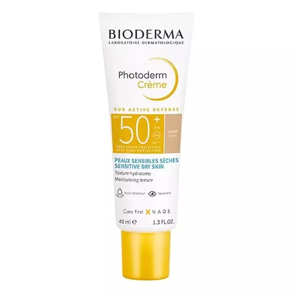 Bioderma Photoderm Creme Sunscreen 40 ml With Spf 50+ Pa++++ | UVA &amp; UVB Protection | Ectoin &amp; Mannito | No Ehite Cast| Multi Resistant | For Dry Sensitive Skin, Pack of 1
