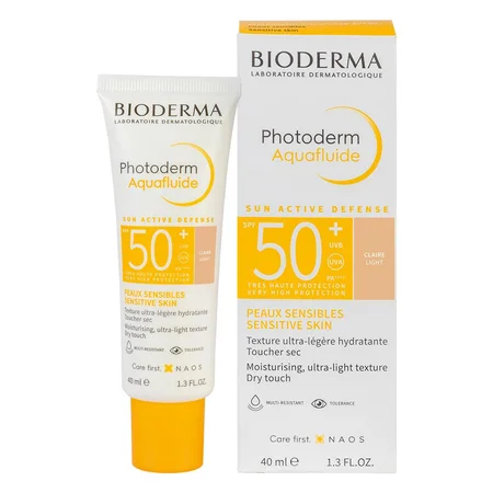 Bioderma Photoderm Aquafluide Claire Light Cream 40 ml With Spf 50+ Pa++++ | UVA & UVB Protection | Sun Active Defense | Dry Touch | Ultra Light Texture | multi Resistant | For Sensitive Skin