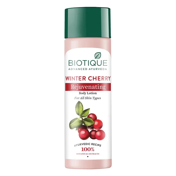 Biotique Winter Cherry Rejuvenating Body Lotion 120 ml | Winter Cherry | Helps In Rejuvenating, Nourishing &amp; Moisturising Skin | 100% Botanical Extract | For All Skin Type, Pack of 1