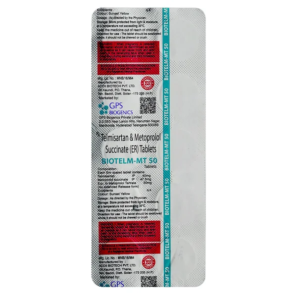 Biotelm-MT 50 Tablet 10's, Pack of 10 TABLETS