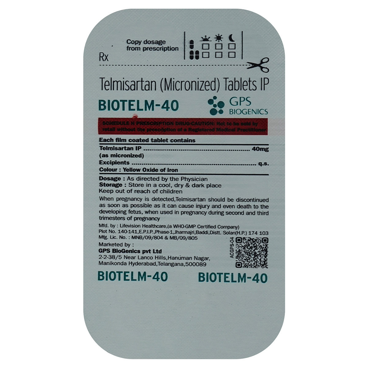 Biotelm-40 Tablet 15's, Pack of 15 TABLETS Biotelm-40 Tablet 15's, Pack of 15 TABLETS
