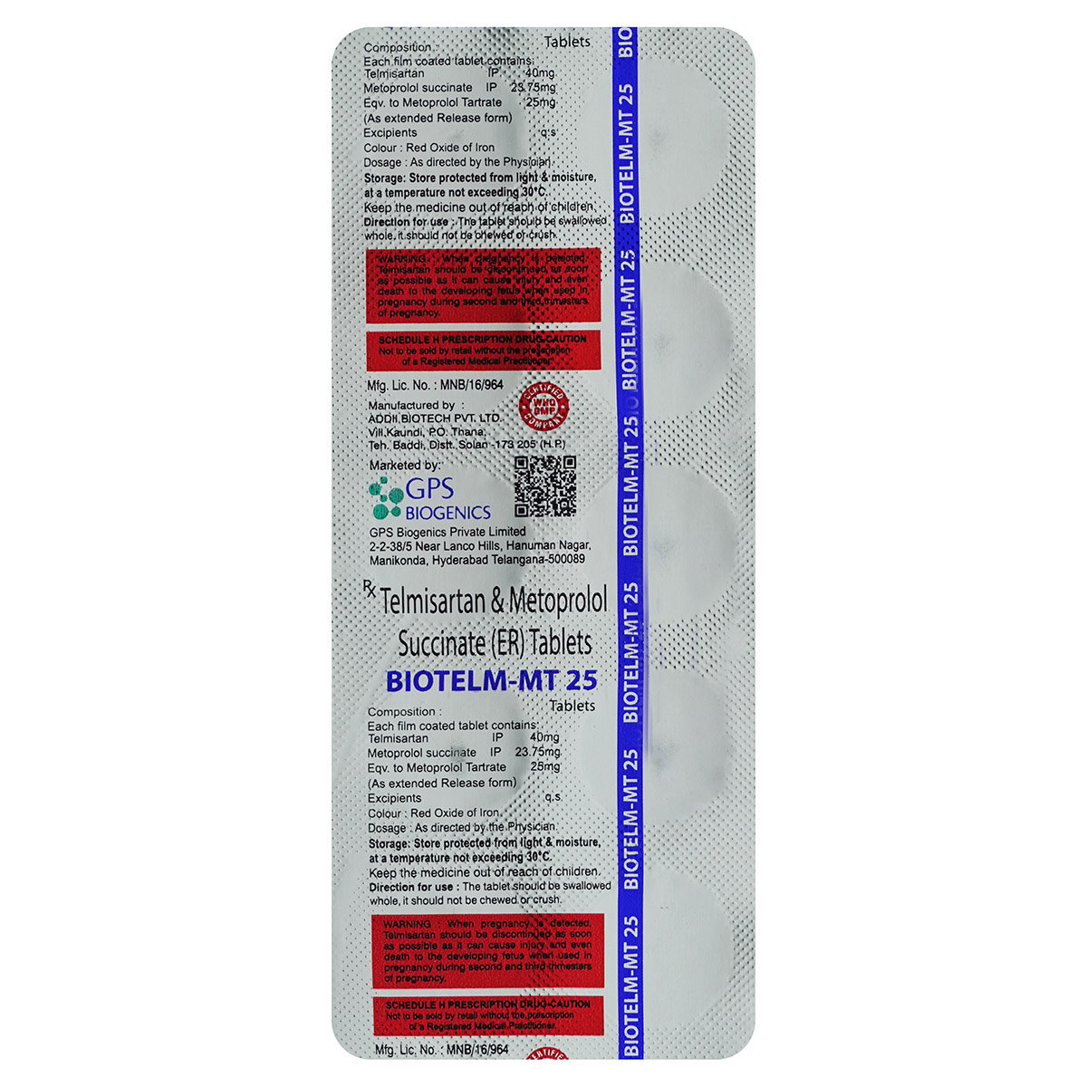 Buy Biotelm-MT 25 Tablet 10's Online