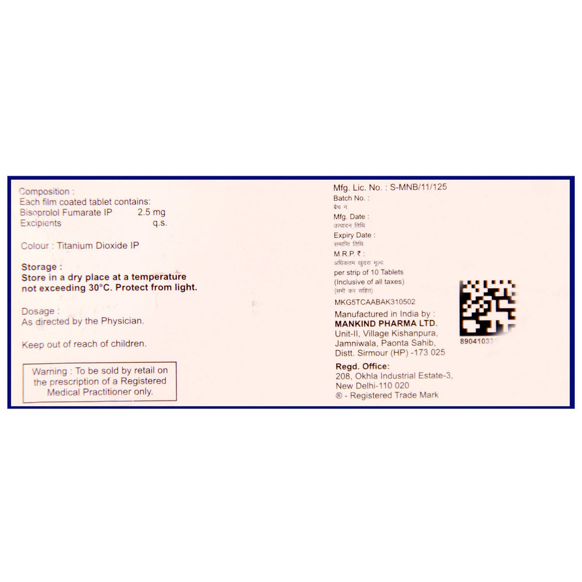 Bisoheart-2.5 Tablet 10's, Pack of 10 TABLETS Bisoheart-2.5 Tablet 10's, Pack of 10 TABLETS