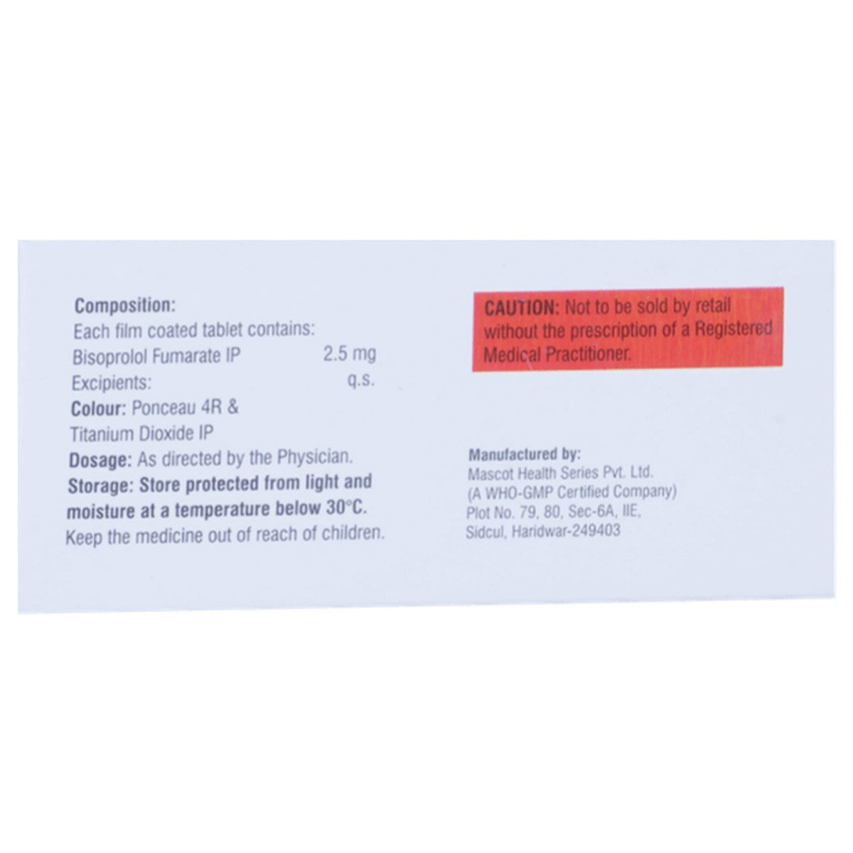 Bisopharm 2.5 Tablet 10's, Pack of 10 TabletS Bisopharm 2.5 Tablet 10's, Pack of 10 TabletS