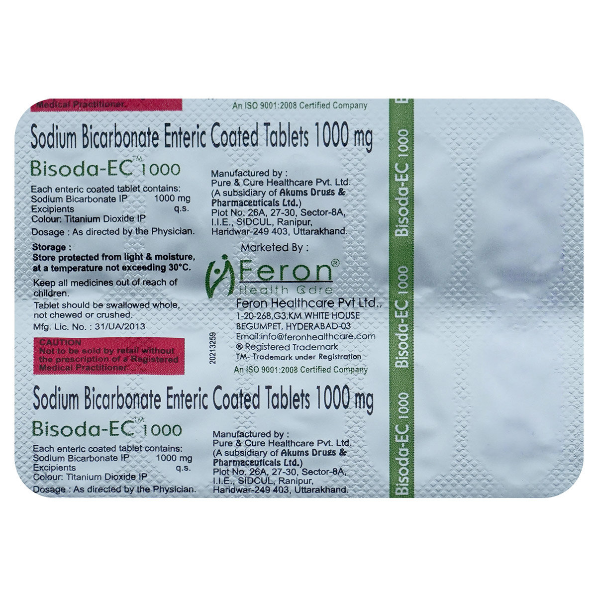 Bisoda-Ec 1000 Tablet 10's, Pack of 10 TABLETS Bisoda-Ec 1000 Tablet 10's, Pack of 10 TABLETS