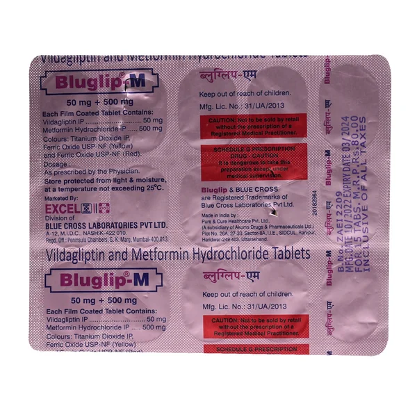 Bluglip-M 50/500 Tablet 15's