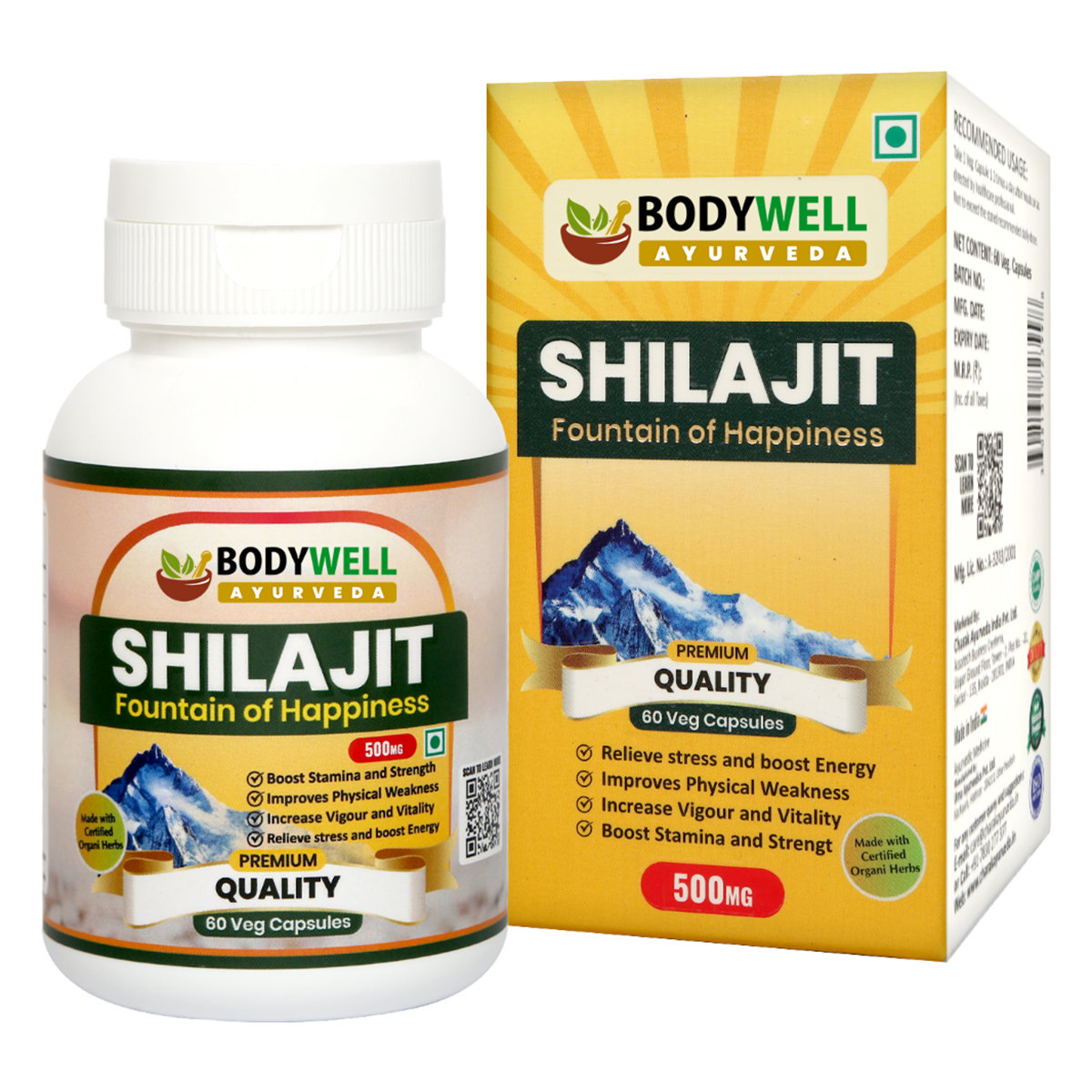 Bodywell Shilajit 500 mg, 60 Capsules, Pack of 1 Bodywell Shilajit 500 mg, 60 Capsules, Pack of 1