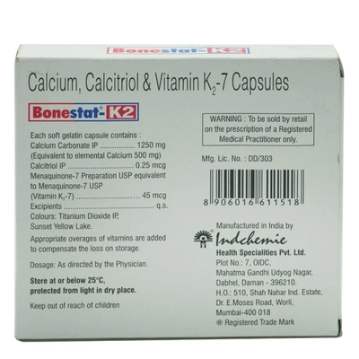 Bonestat-K2 Capsule 15's, Pack of 15 CAPSULES