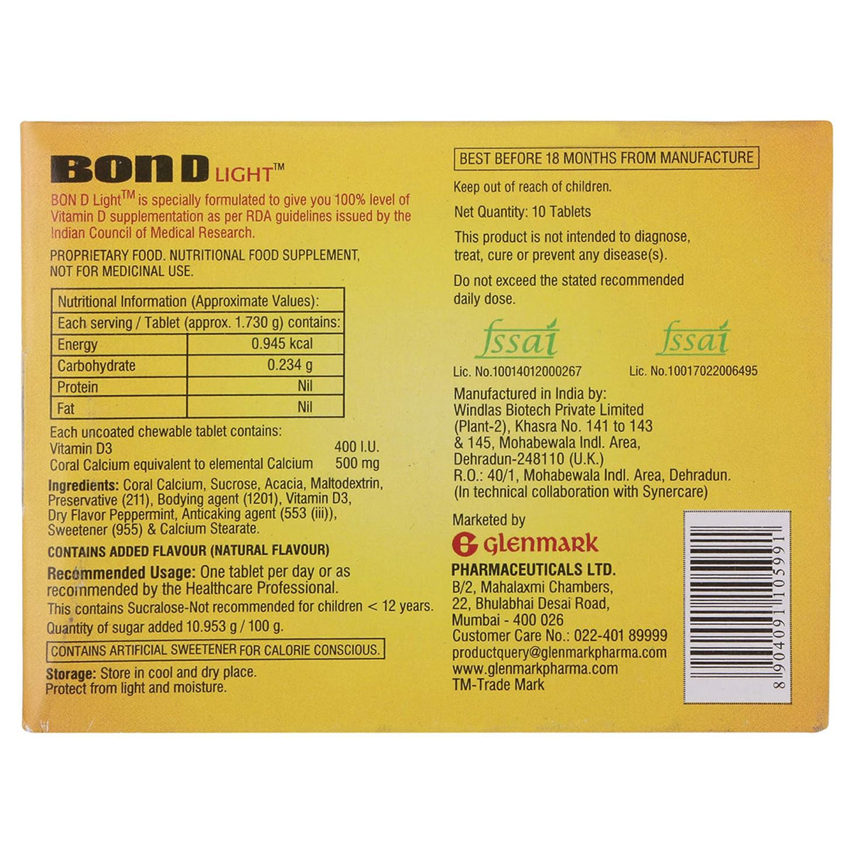 BON D LIGHT TABLET, Pack of 10 BON D LIGHT TABLET, Pack of 10