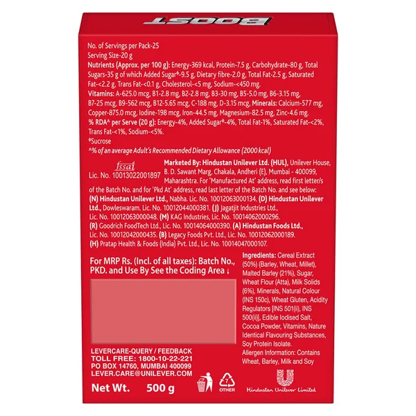 Boost 3X More Stamina Nutrition Powder, 500 gm Refill Pack