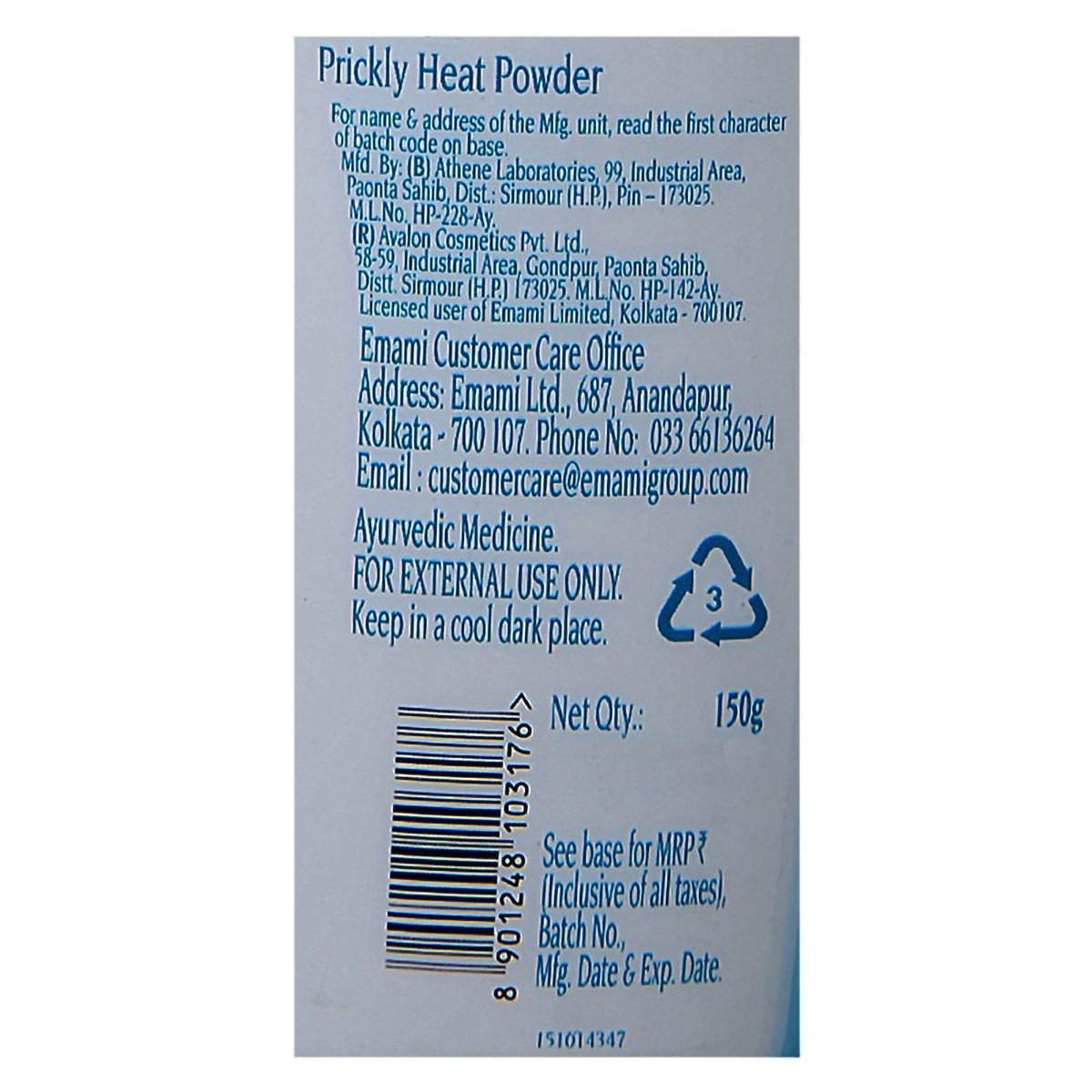 BoroPlus Prickly Heat Ice Cool Powder, 150 gm + 35 gm Extra, Pack of 1 BoroPlus Prickly Heat Ice Cool Powder, 150 gm + 35 gm Extra, Pack of 1