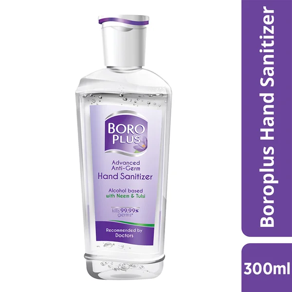 BoroPlus Advanced Anti-germ Hand Sanitizer 300 ml | Neem &amp; Tulsi | Kills 99.9% Germs | Alcohol Based Hand Sanitizer, Pack of 1