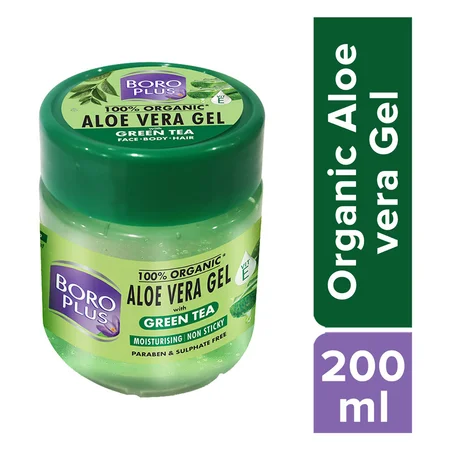 BoroPlus 100% Organic Aloe Vera Gel with Green Tea, 200 ml