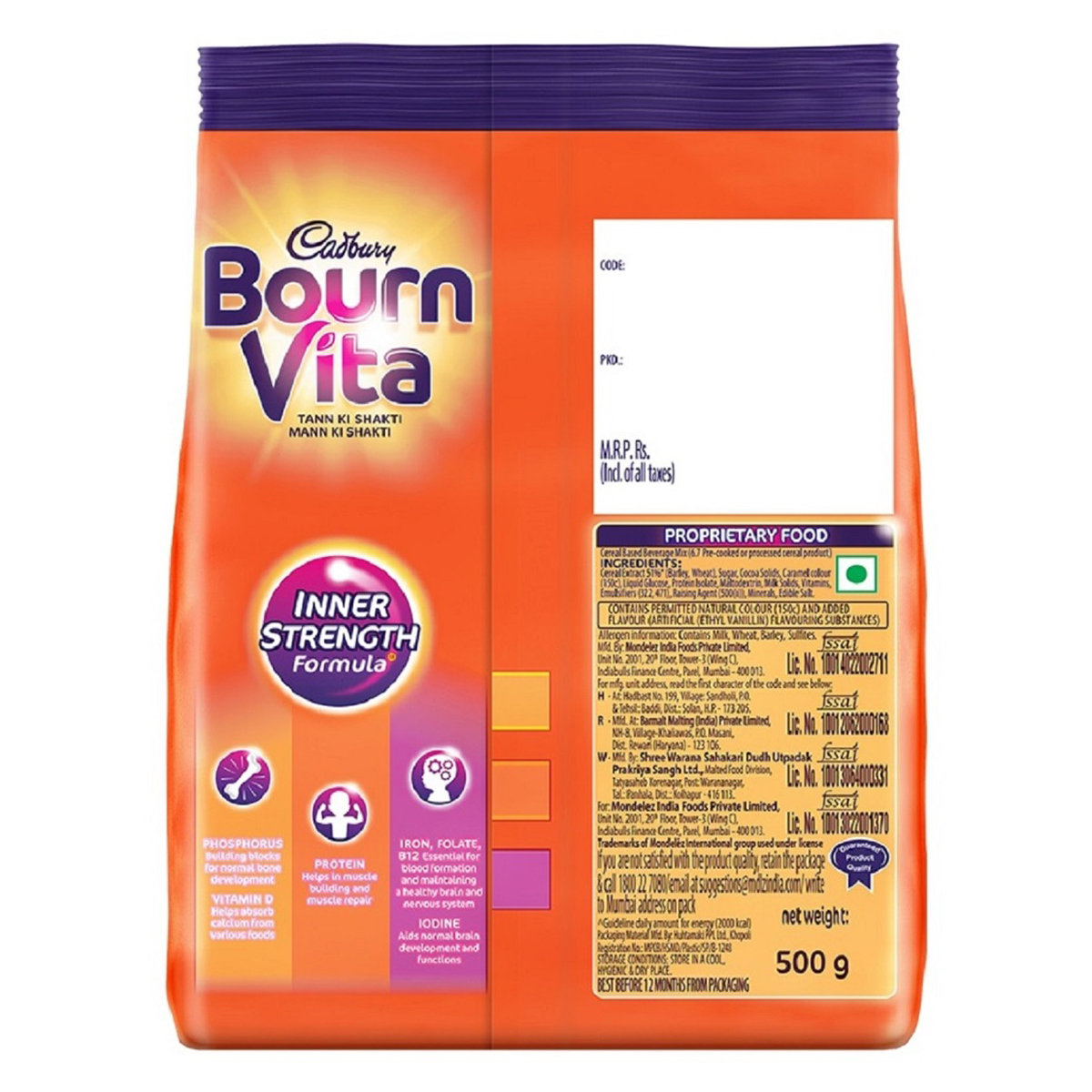 Cadbury Bournvita Nutrition Powder 500 gm Refill Pack | Inner Strength Formula | For Strong Bones, Muscle & Active Brain | Nutritional Drink For Kids, Pack of 1 Cadbury Bournvita Nutrition Powder 500 gm Refill Pack | Inner Strength Formula | For Strong Bones, Muscle & Active Brain | Nutritional Drink For Kids, Pack of 1