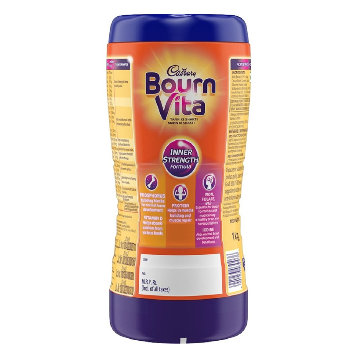 Cadbury Bournvita Nutrition Powder 1 kg Refill Pack | Inner Strength Formula | For Strong Bones, Muscle & Active Brain | Nutritional Drink For Kids, Pack of 1 Cadbury Bournvita Nutrition Powder 1 kg Refill Pack | Inner Strength Formula | For Strong Bones, Muscle & Active Brain | Nutritional Drink For Kids, Pack of 1