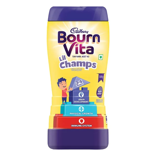 Cadbury Bournvita Lil Champs Nutrition Powder for 3 to 5 Years Kids, 500 gm Jar, Pack of 1