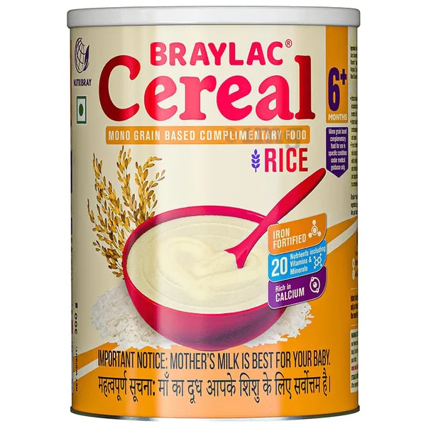 Braylac Cereal Rice Powder for 6+Months, 300 gm Tin