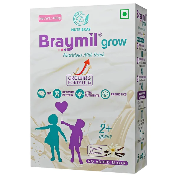 Braymil Grow  Sugar Free Vanilla Flavour Powder 2+ Years, 400 gm