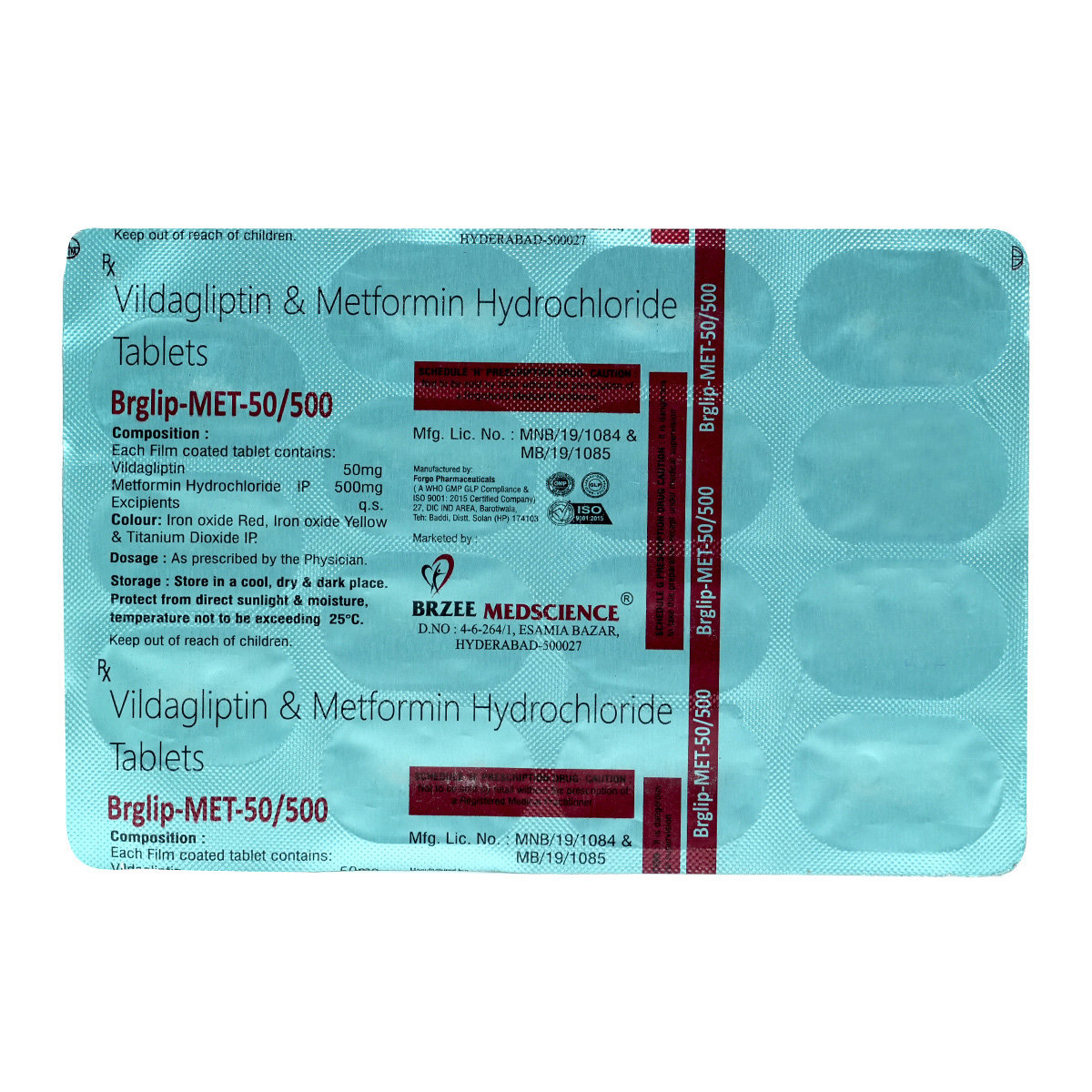 Brglip-Met 50/500 Tablet 15's, Pack of 15 TABLETS Brglip-Met 50/500 Tablet 15's, Pack of 15 TABLETS