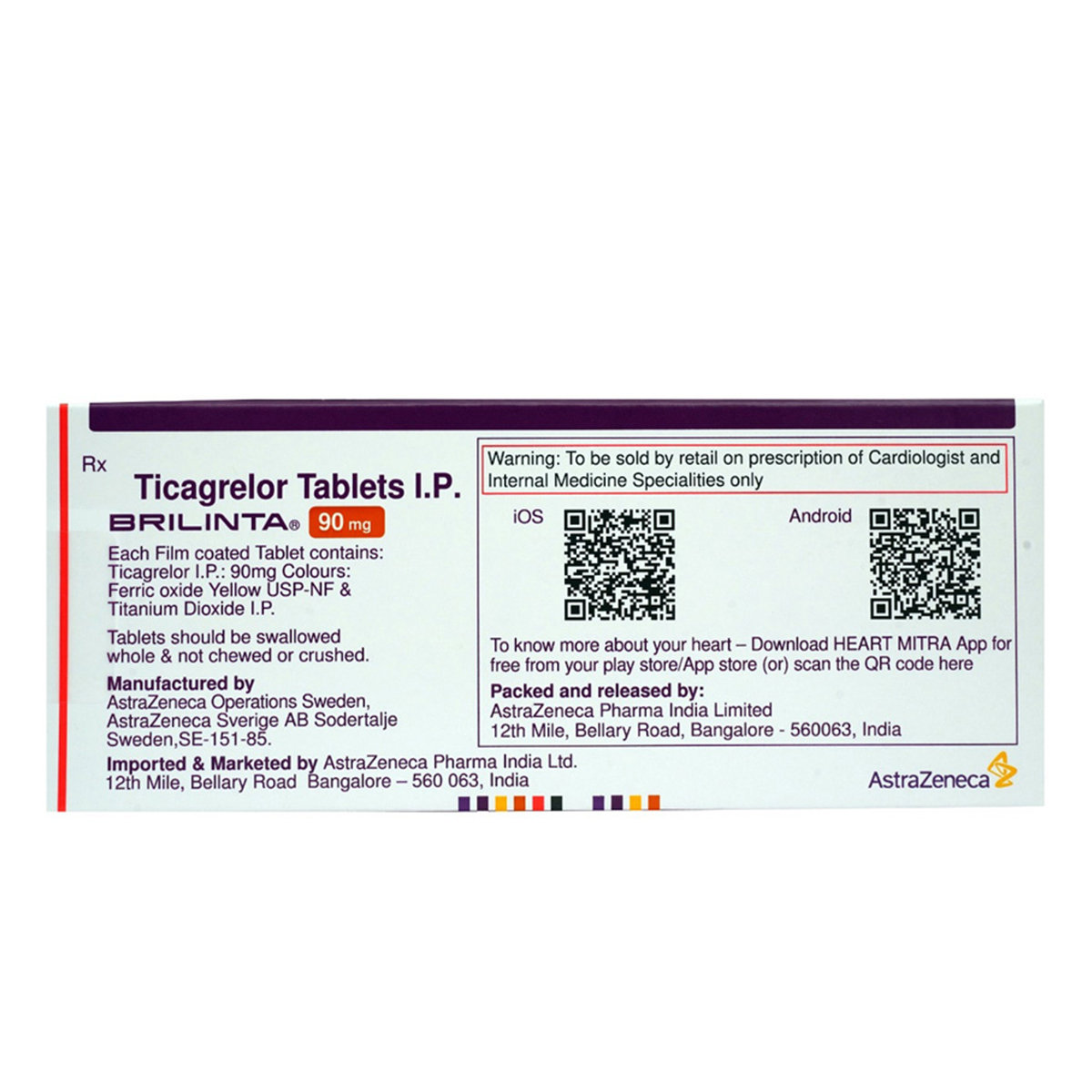 Brilinta 90 mg Tablet 14's, Pack of 14 TABLETS Brilinta 90 mg Tablet 14's, Pack of 14 TABLETS