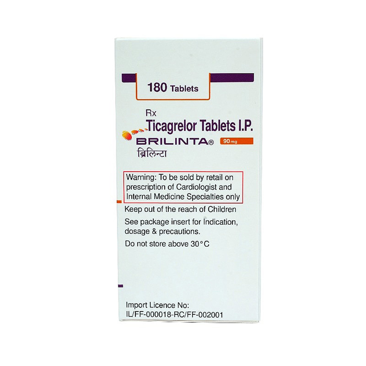Brilinta 90 mg Tablet 180's, Pack of 1 TABLET Brilinta 90 mg Tablet 180's, Pack of 1 TABLET