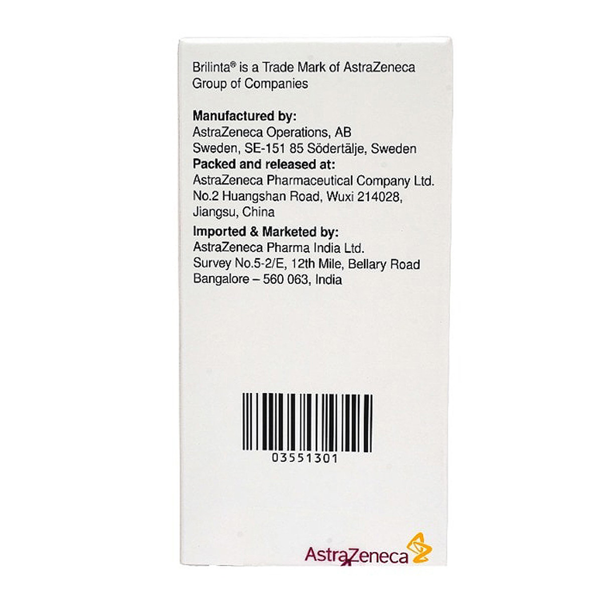Brilinta 90 mg Tablet 180's, Pack of 1 TABLET Brilinta 90 mg Tablet 180's, Pack of 1 TABLET