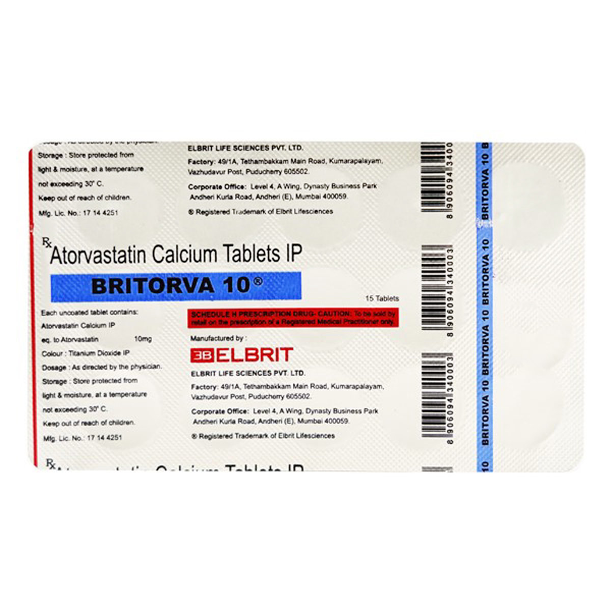 Britorva 10 mg Tablet 15's, Pack of 15 TabletS Britorva 10 mg Tablet 15's, Pack of 15 TabletS