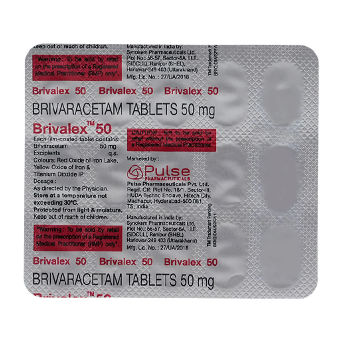 Brivalex 50 mg Tablet 15's, Pack of 15 TabletS Brivalex 50 mg Tablet 15's, Pack of 15 TabletS