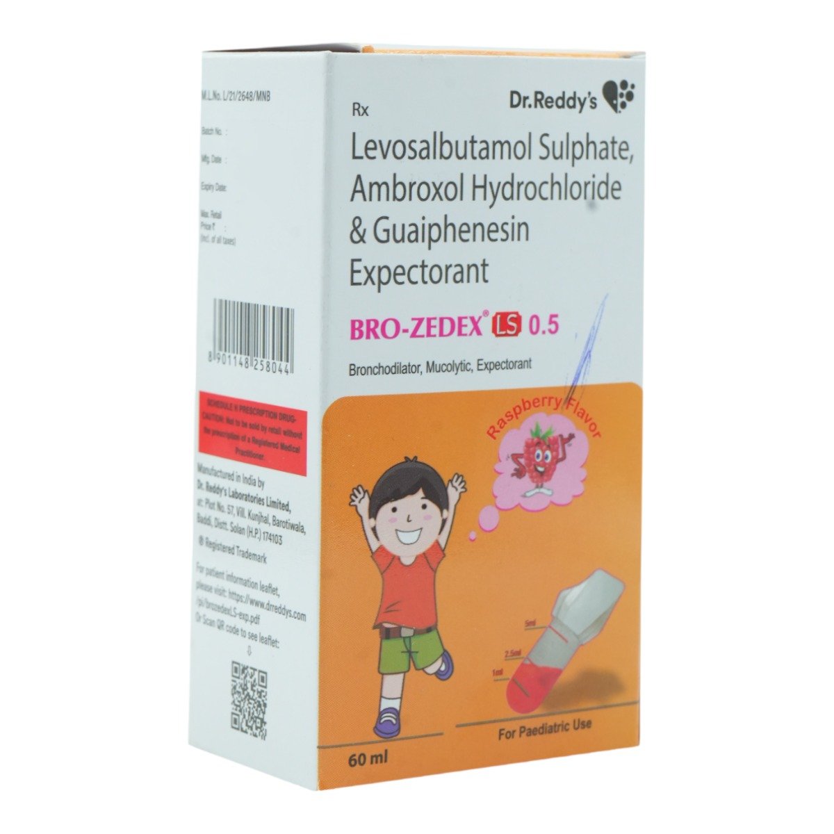 Bro-Zedex LS 0.5 Raspberry Flavour Expectorant 60 ml, Pack of 1 Expectorant Bro-Zedex LS 0.5 Raspberry Flavour Expectorant 60 ml, Pack of 1 Expectorant