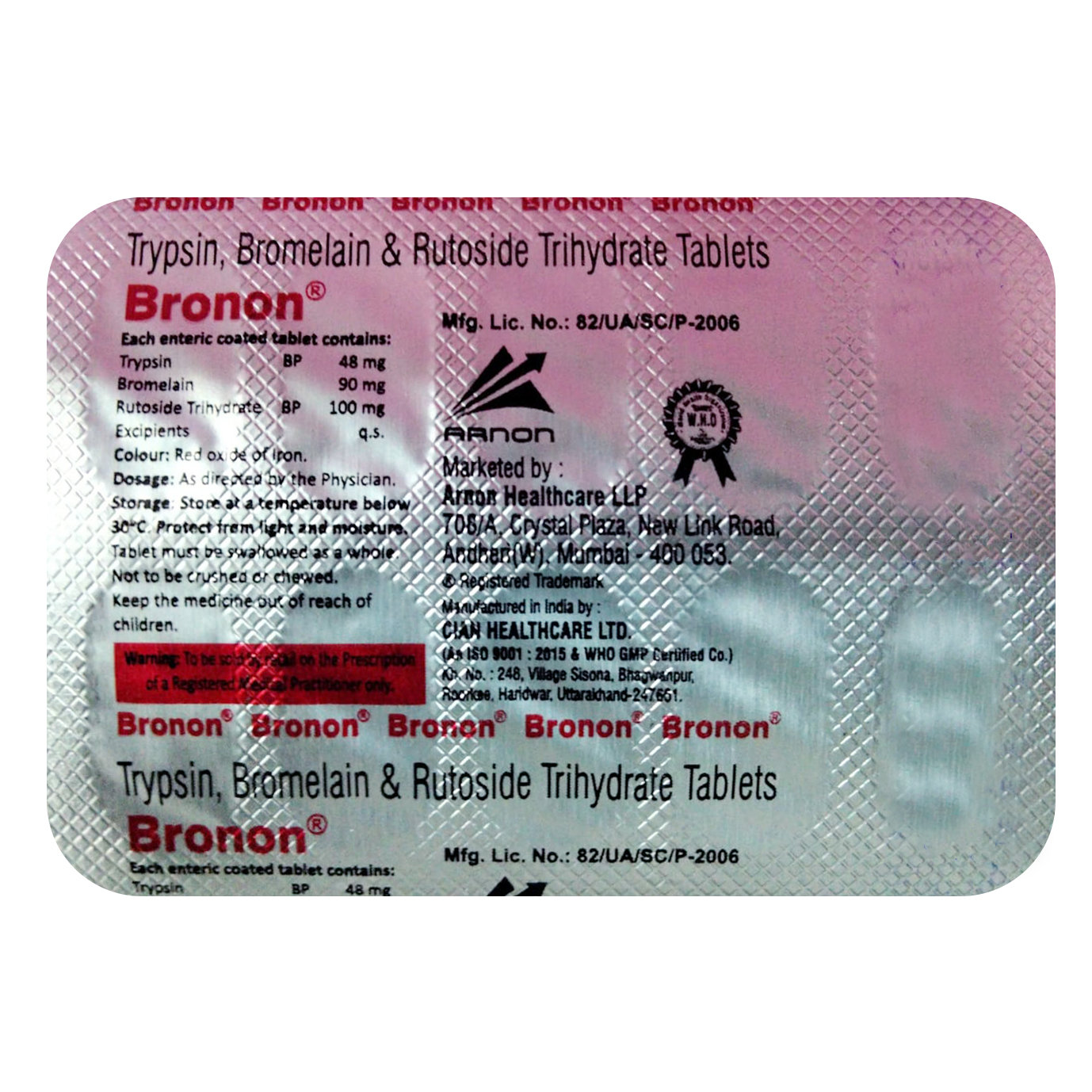 Bronon Tablet 10's, Pack of 10 Bronon Tablet 10's, Pack of 10