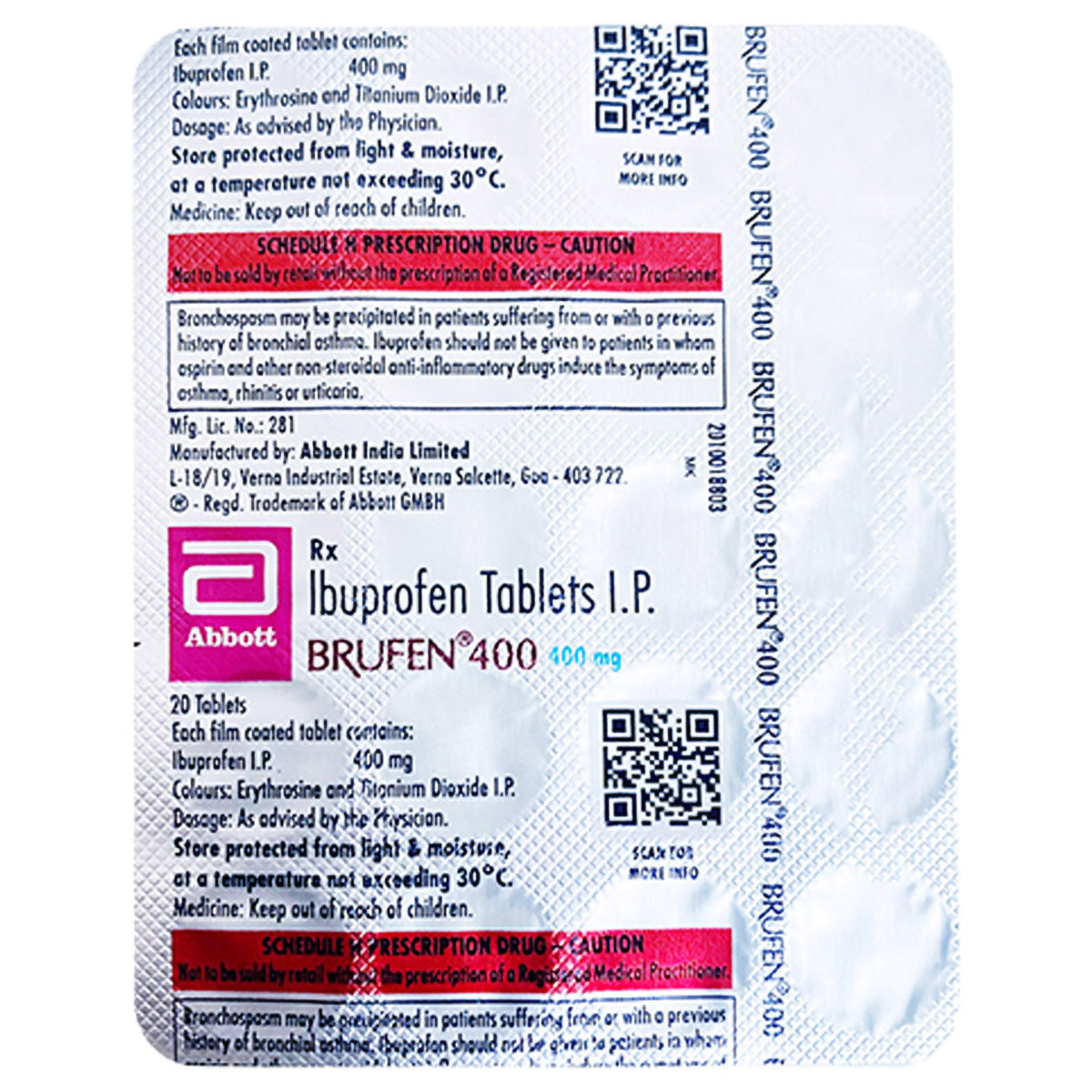 Brufen 400 Tablet 20's, Pack of 20 TabletS Brufen 400 Tablet 20's, Pack of 20 TabletS