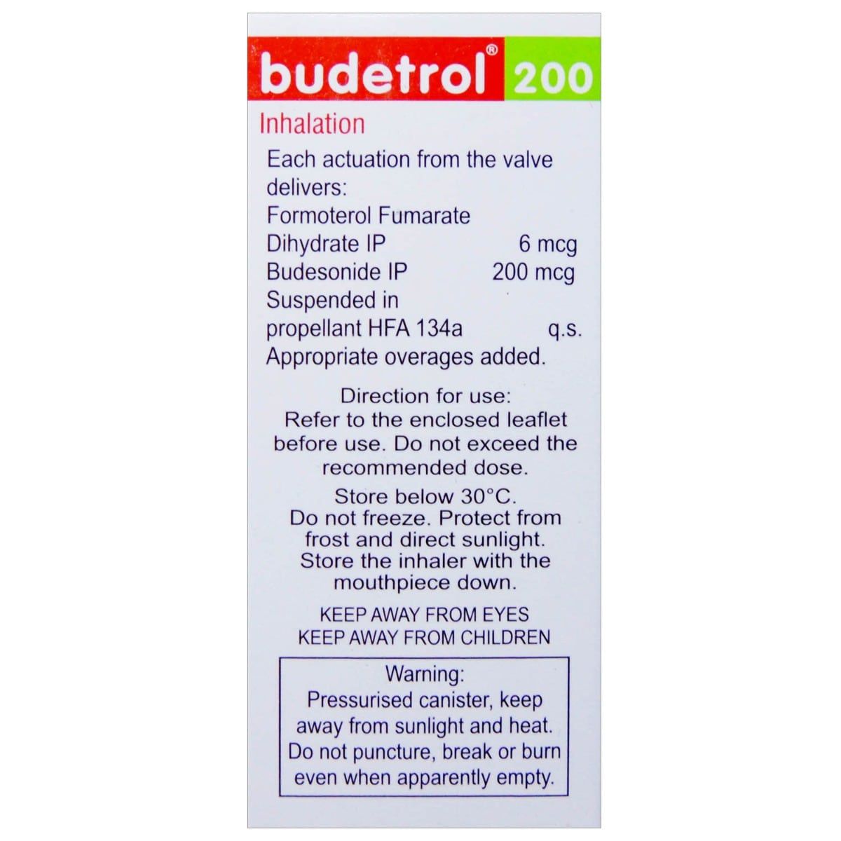 Budetrol 200 Inhaler 120 mdi, Pack of 1 INHALER