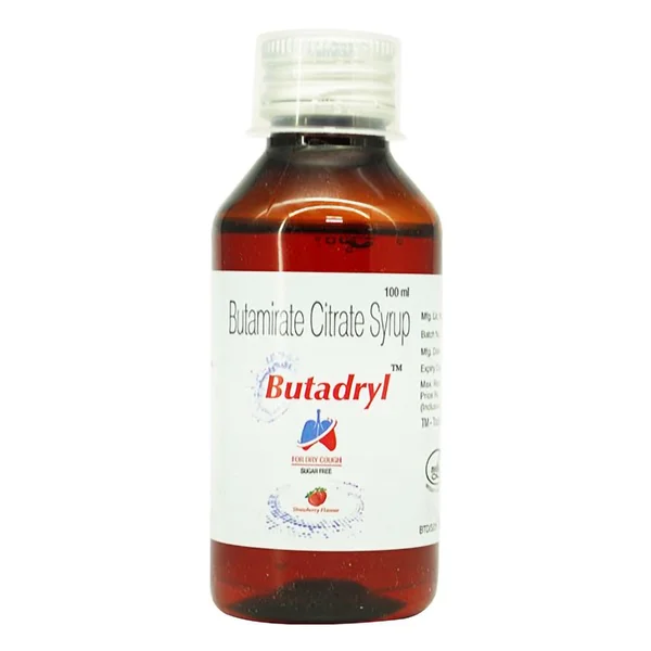 Butadryl 7.5 Sugar Free Strawberry Syrup 100 ml, Pack of 1 SYRUP