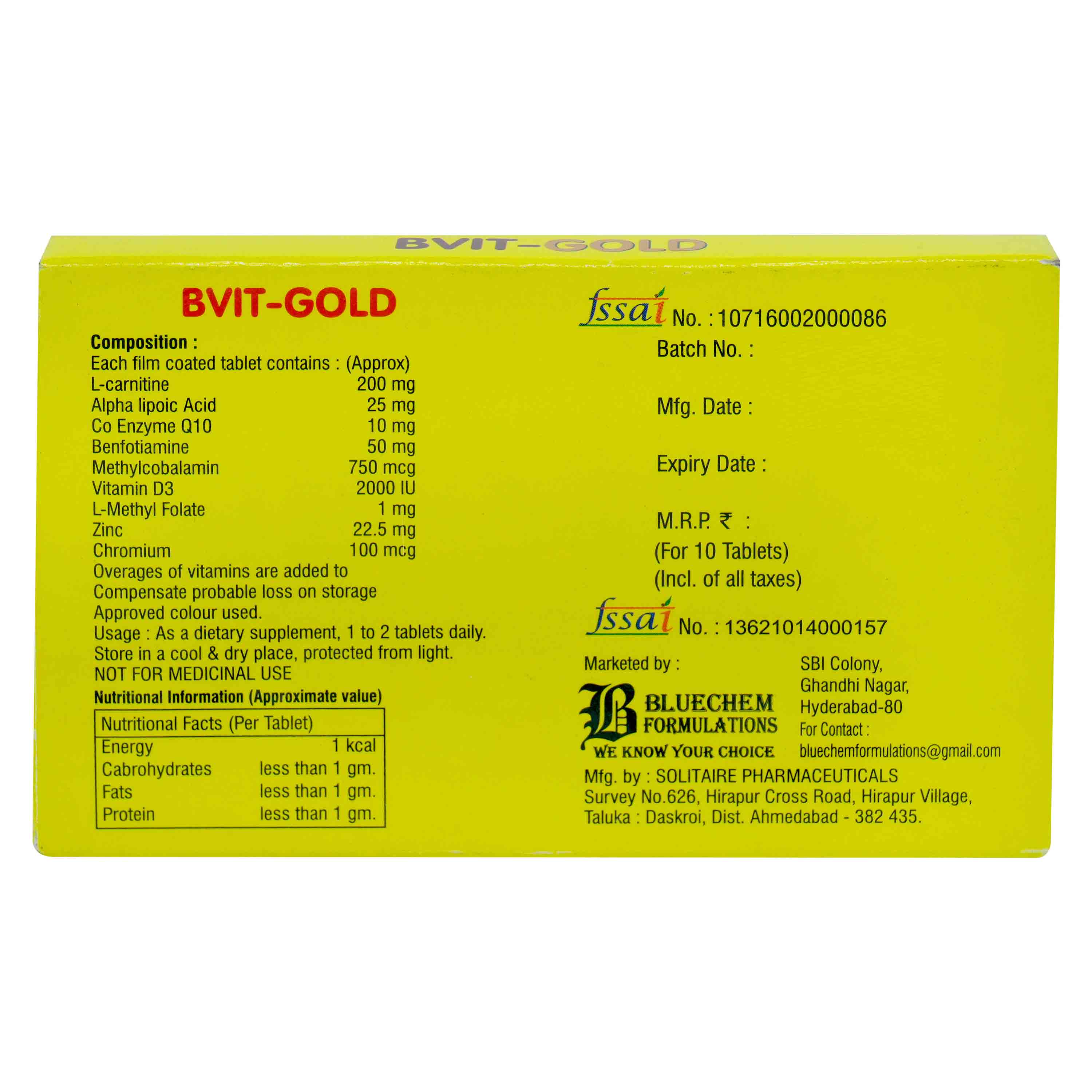 Buy Bvit-Gold Tablet | 19 Minutes Delivery | Apollo Pharmacy