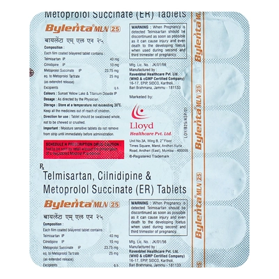 Bylenta MLN 10 mg/25 mg/40 mg Tablet 15's, Pack of 15 TabletS