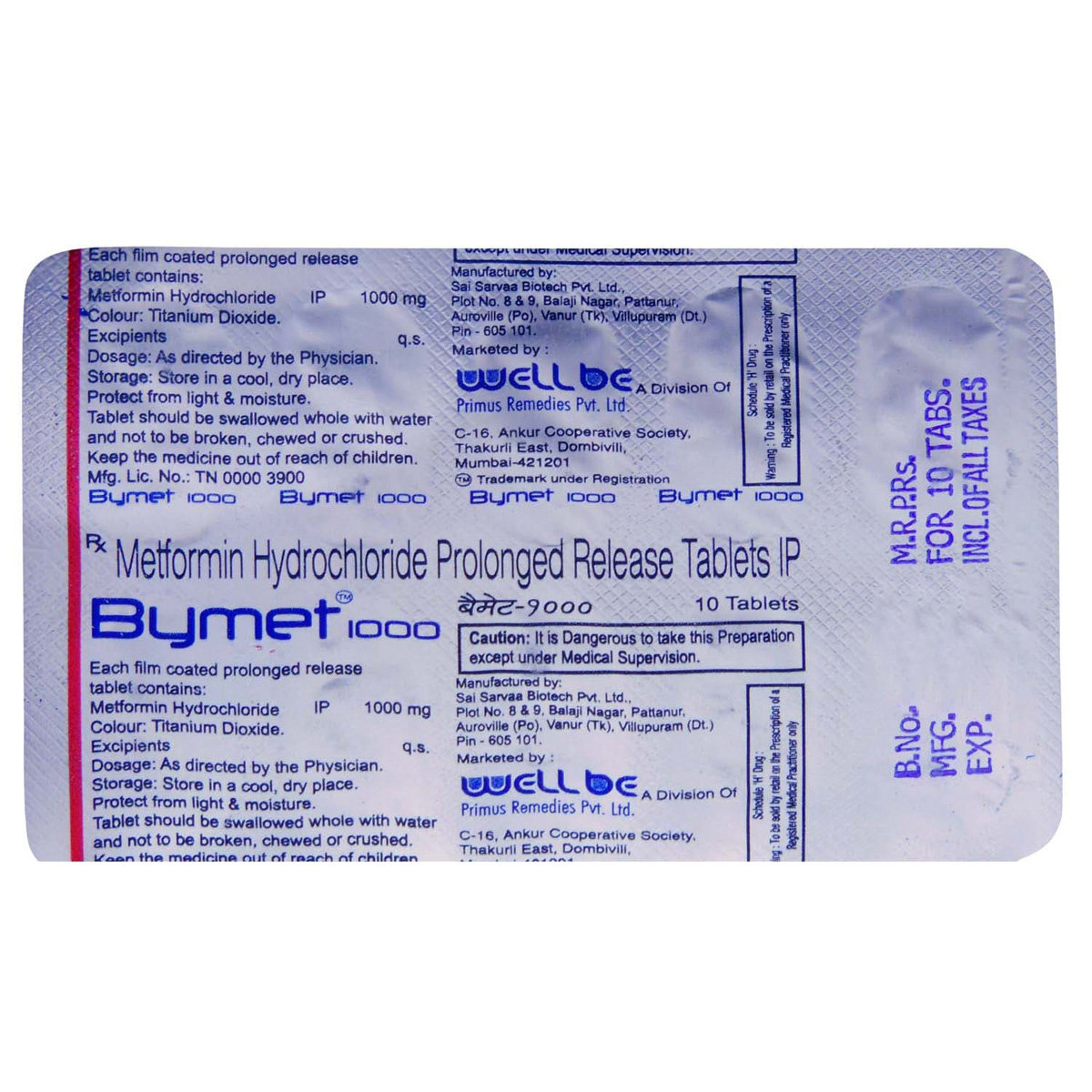 Bymet 1000 Tablet 10's, Pack of 10 TABLETS Bymet 1000 Tablet 10's, Pack of 10 TABLETS