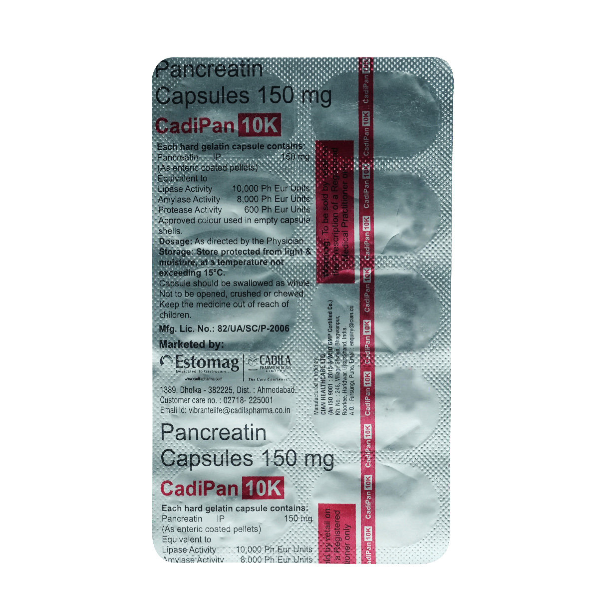 Buy Cadipan 10k 150mg Capsule 10's Online