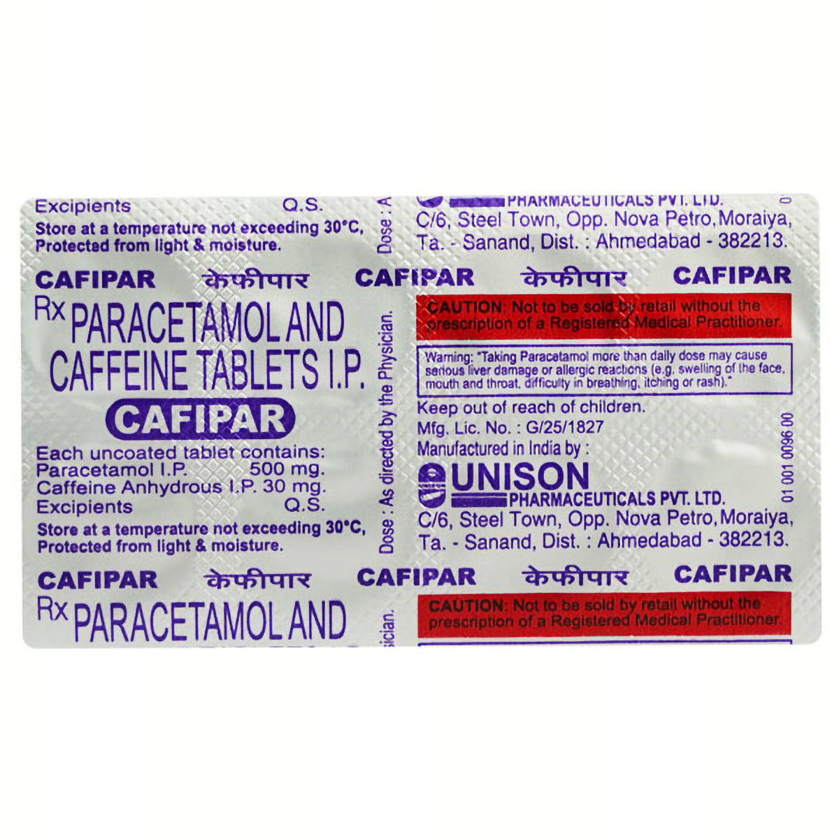 Buy Cafipar Tablet 10's Online