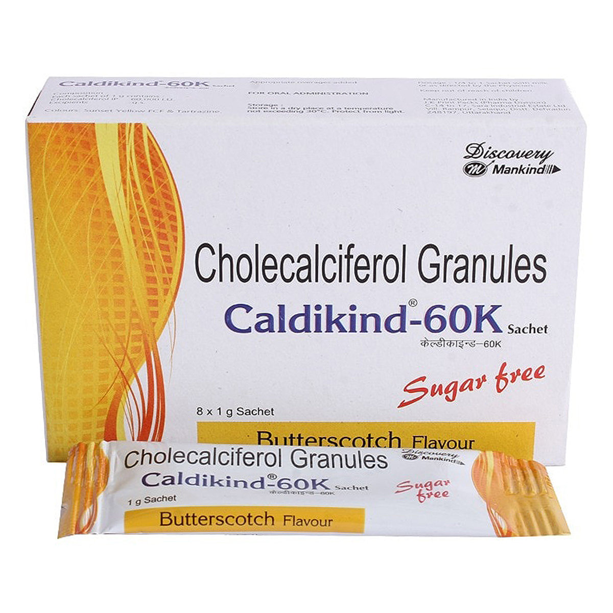 Caldikind-60K Sugar Free Butterscotch Sachet 1 gm, Pack of 1 Caldikind-60K Sugar Free Butterscotch Sachet 1 gm, Pack of 1