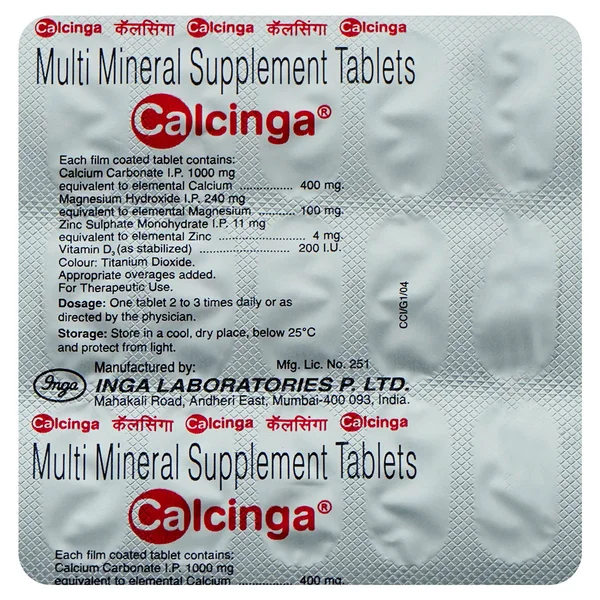 Calcinga Tablet 15's, Pack of 15 TABLETS
