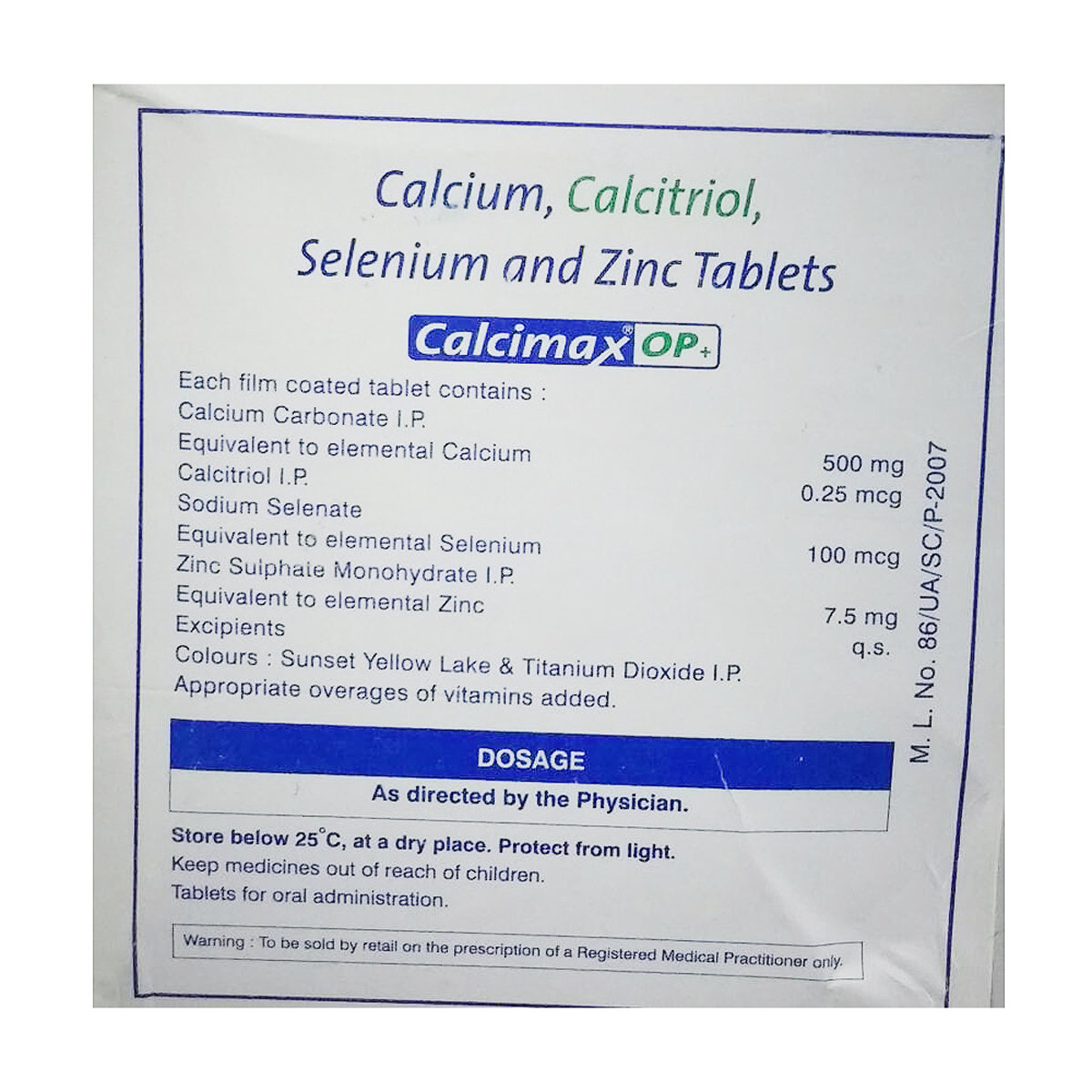 Calcimax OP Plus Tablet 15's, Pack of 15 TABLETS Calcimax OP Plus Tablet 15's, Pack of 15 TABLETS