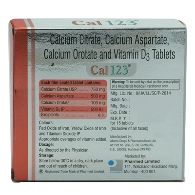 Cal 123 Tablet 15's, Pack of 15 TABLETS